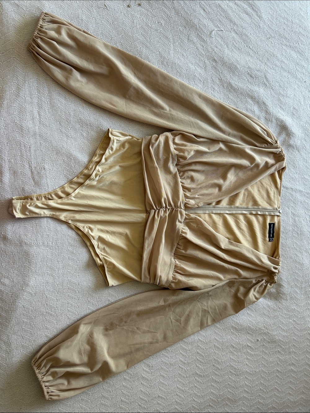 PrettyLittleThing Beige Satin-Look Bandeau Bodysuit